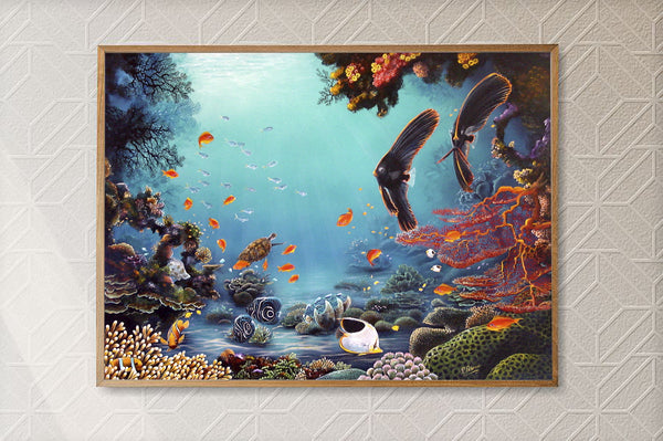 Original Coral Reef Art Print - Exploring Together